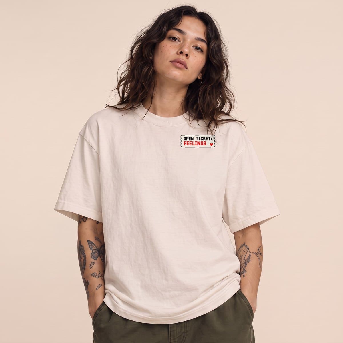 Open ticket: Feelings: worn, front view